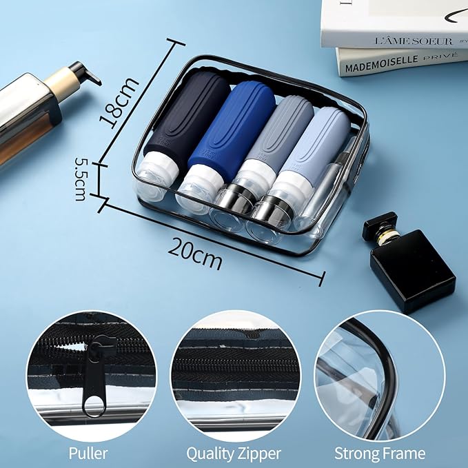 16 Pack Travel Bottles for Toiletries, Oversize 6oz Silicone Travel Containers jar for Toiletries, Leak Proof Refillable Liquid Shampoo And Conditioner Travel Essentials toiletry Bottles