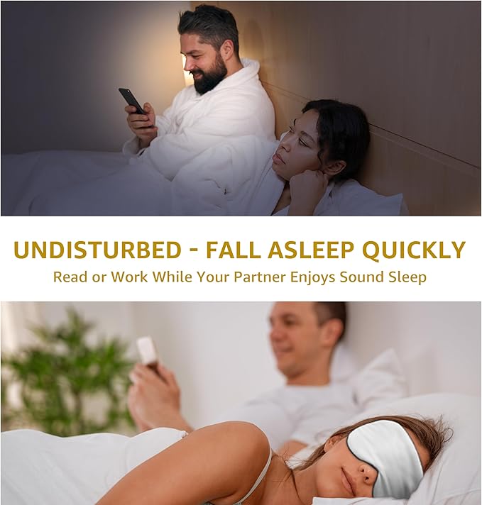 Luxury Pure Silk Sleep Mask | 100% Natural Mulberry Silk | Double-Sided Softness | Adjustable Strap & Full Light Blocking | Perfect for Travel, Office Naps & Nighttime Sleep (Gray)