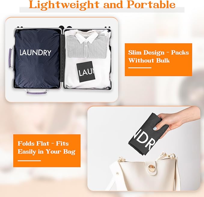 MissBoy Heavy Duty Nylon Laundry Bag,Washable & Splash-Resistant Dirty Clothes Storage Bag with Drawstring & Handles丨Lightweight, Foldable & Space-Saving for College Dorm,Vacations&Trips, 80L