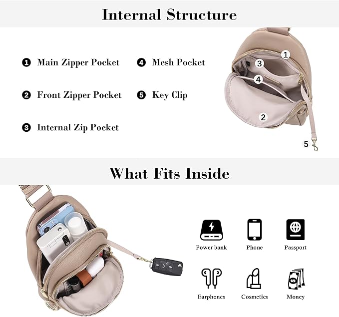 INICAT Crossbody Sling Bags Fanny Packs Valentine's Day Gifts Vegan Leather Travel Vacation Essentials Purses Women