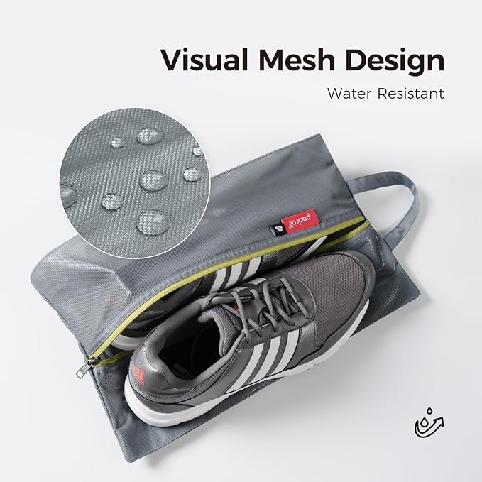 pack all Shoe Bag for Travel, Water-Resistant Shoe Pouch for Gym, Odor-Resistant Soccer Cleats Bag for Sport (Dual Pocket Version)