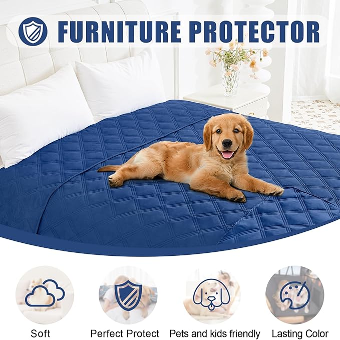 Smiry Waterproof Dog Bed Cover Blanket 30x70, Soft Reversible Pet Blanket, Washable Leakproof Cats Dogs Couch Cover for Sofa, Couch, Furniture, Lattice, Navy/Navy