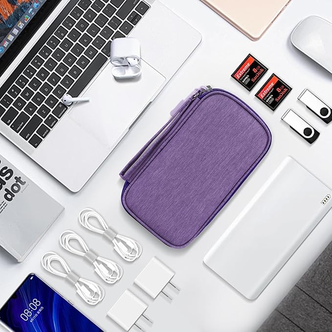 Skycase Electronic Organizer Travel Case - Waterproof Travel Cord Pouches for Organization, Cable Organizer, All-in-One Double Layers Storage Bag for Accessories, Charger, Cable, Purple