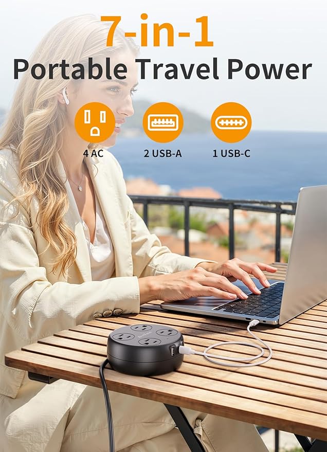Japan Travel Adapter with USB C, US to Japan Plug Adapter with 4 Outlets 3 USB Ports, Type A Outlet Adapter for US to China Mexico Philippines Canada Peru Thailand Vietnam (Black)