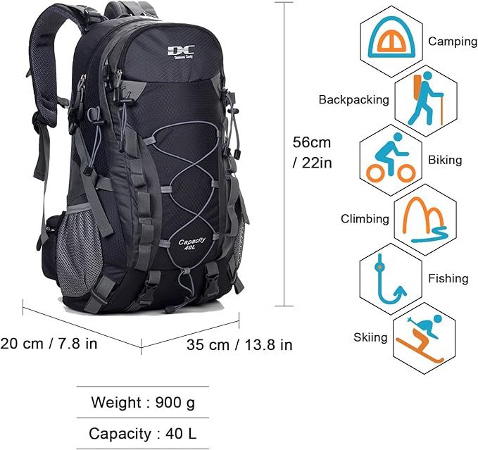 Diamond Candy Waterproof Hiking Backpack for Men and Women, Lightweight Day Pack for Travel Camping