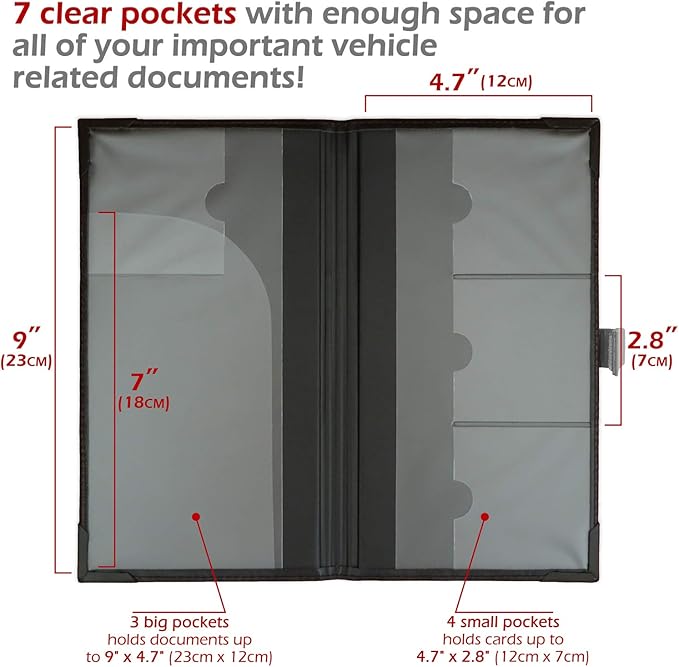 Auto Insurance and Registration Card Holder - Vehicle Glove Box Document Organizer - Car Essential Paperwork Holder for DMV, AAA, Contact Information Cards - Premium PU Leather Wallet Case - Black