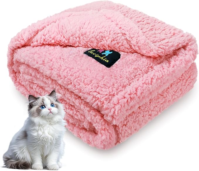 Luciphia Waterproof Pet Blanket for Medium Large Dogs Soft Cat Sherpa Calming Thick Cover Leakproof Cozy Puppy Sofa Bed Car Couch Protector(Pink,30x20 inches)
