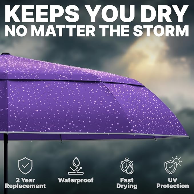 Royal Walk Windproof Folding Travel Umbrella Compact and Strong Luxurious Real Wood Handle Automatic Open Close Vented Double Canopy for Men and Women