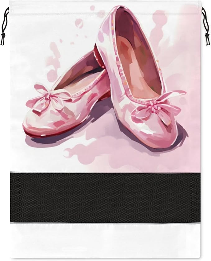 Dance Travel Shoe Bag Waterproof Portable Shoe Bags for Storage with Drawstring,Breathable Mesh Washing Organizer for Laundry Sneakers Boots Dance Shoes