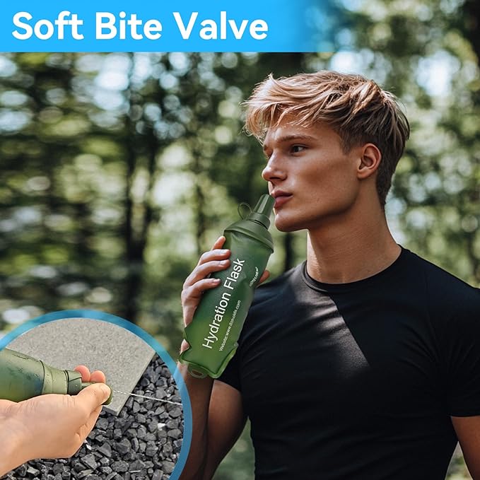 FR 250ml Soft Flask, Collapsible Soft Water Bottle for Hydration Packs - Running & Hiking Folding Water Bottle （Grey）