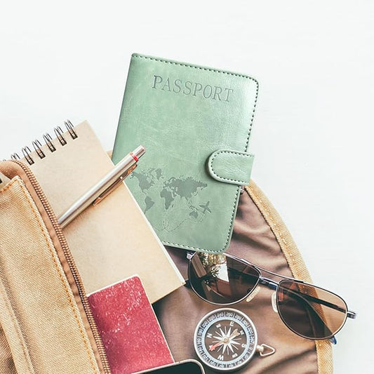 ACdream Passport Holder for Travel Essentials, Rfid Blocking Passport Wallet Cover Case for Travel Must Haves Accessories, Book Holders for Women Men, Agave Green R64
