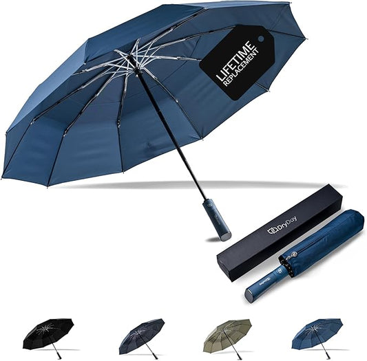 DryDay Premium Umbrellas for Rain, Large Windproof Double Canopy Umbrella, 10 Aluminum Ribs, Sturdy Frame, Auto Open Close Unique Handle, Windproof & Waterproof Umbrella for Women & Men