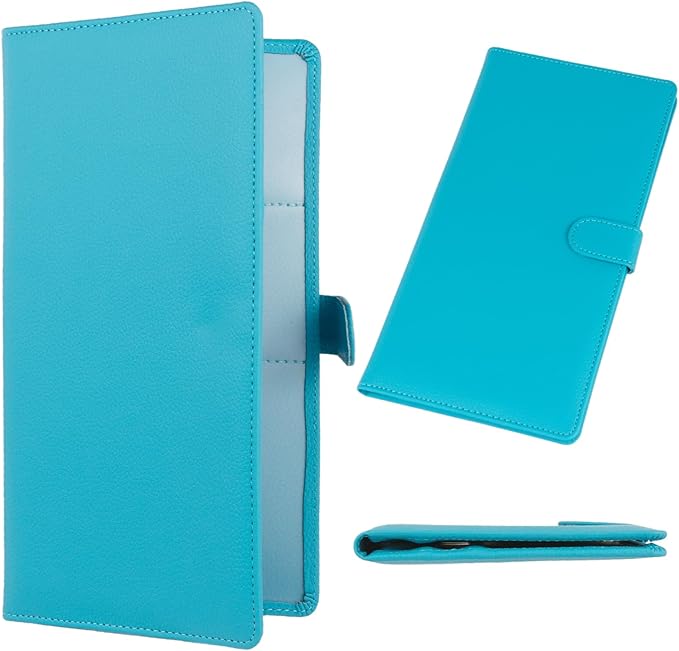 Car Registration and Insurance Holder, Leather Magnetic Shut Vehicle Glove Box Organizer for Document, Card, Driver License, Turquoise