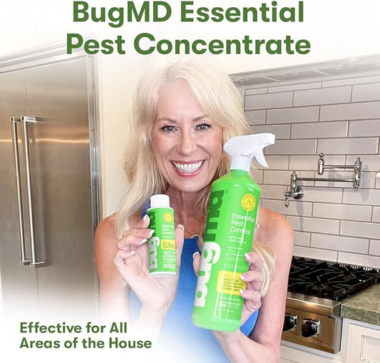 BugMD Essential Pest Control Concentrate (3 Pack) with Spray Bottle 32 oz, Cockroach Catcher (1 Pack) and Bed Bug Trap (1 Pack) Bundle