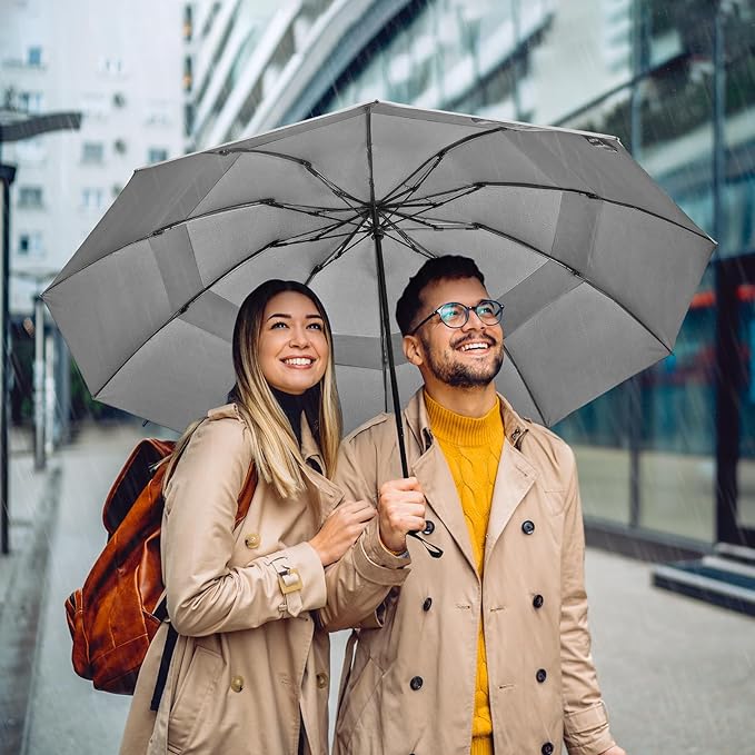 G4Free 42/46/54/62 Inch Large Golf Umbrella Compact Reverse Travel Umbrella 10 Ribs Windproof for Rain Double Canopy Automatic Open Close