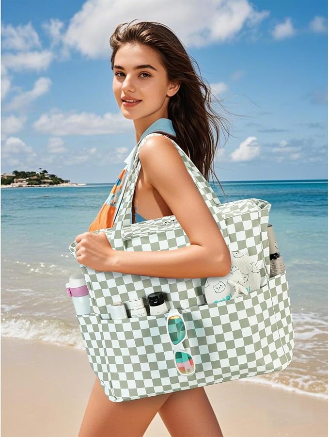 Bluboon Waterproof Beach Tote Pool Bags for Women Ladies Extra Large Carry On Bag With Wet Compartment for Weekender Travel