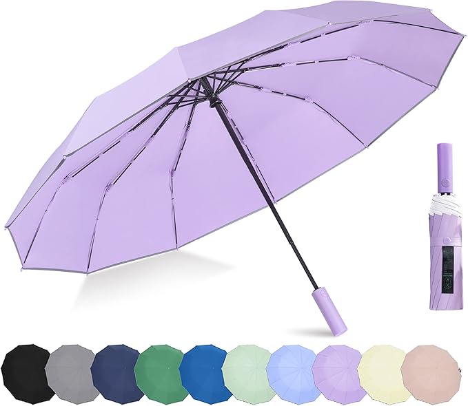 BAODINI Windproof Compact Rain Umbrella for Travel 42/46 Inch Premium Fabric Auto Open Perfect for Purse and Backpack Portable Umbrella for Women and Men