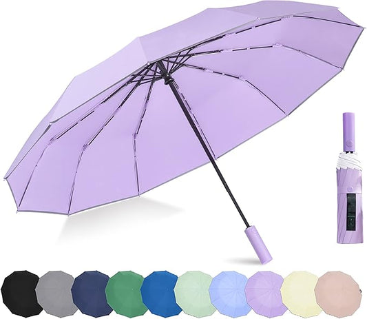 BAODINI Windproof Compact Rain Umbrella for Travel 42/46 Inch Premium Fabric Auto Open Perfect for Purse and Backpack Portable Umbrella for Women and Men