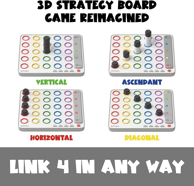 GiiKER Smart Four, 3D AI-Powered 4 in a Row Game, Strategy Board Games with Integrated Referee for 1-2 Players, Travel Games for Ages 6-12 and up, Birthday Gift for Kids Family Game Night