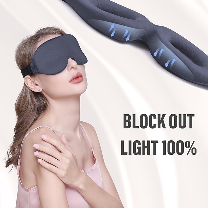 YIVIEW Sleep Mask for Side Sleeper, Complete Light Blocking 3D Sleeping Eye Mask, Soft Breathable Eye Cover for Women Men, Relaxing Zero Pressure Night Blindfold