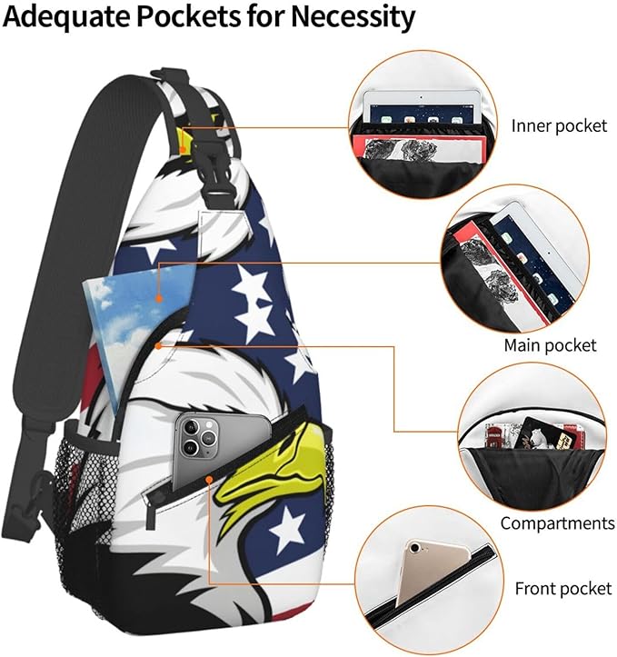 American Flag Sling Bag Multipurpose Crossbody Sling Backpack Travel Cycling Hiking Shoulder Bag For Women Men
