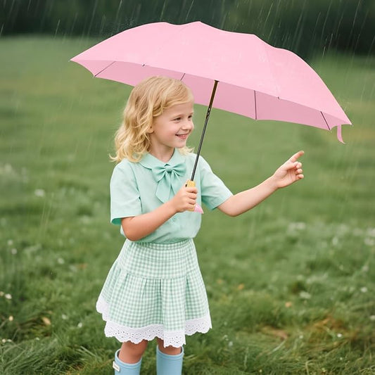 Duck Handle Umbrella Kids - Compact Portable Folding Lightweight Small Strong Wooden Duck Windproof Travel Umbrella for Kids Gifts