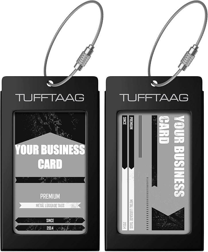 Luggage Tags Business Card Holder by TUFFTAAG - Durable Travel ID Bag Tag in Multiple Color Options, Perfect for Suitcases, Backpacks, and Carry-Ons, Easy Identification, Secure and Stylish