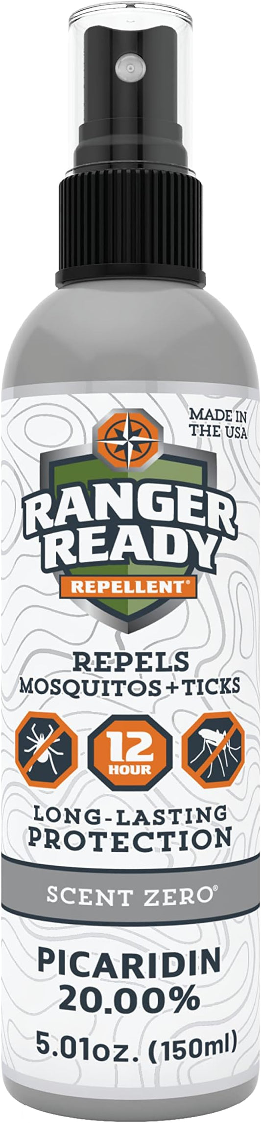 Ranger Ready Repellents Picaridin Insect Repellent Spray with Scent Zero - Mosquito Repellent and Tick Spray (5 oz, Pack of 1)