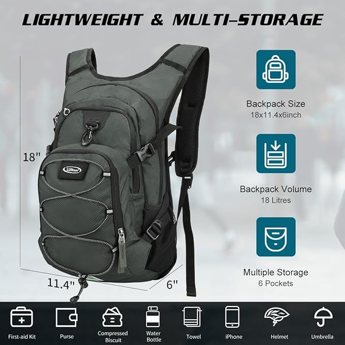 Hydration Backpack with 3L Water Bladder, Insulated Running Hydration Pack Hydropack, Lightweight Water Backpack for Hiking Cycling Camping Biking for Men Women