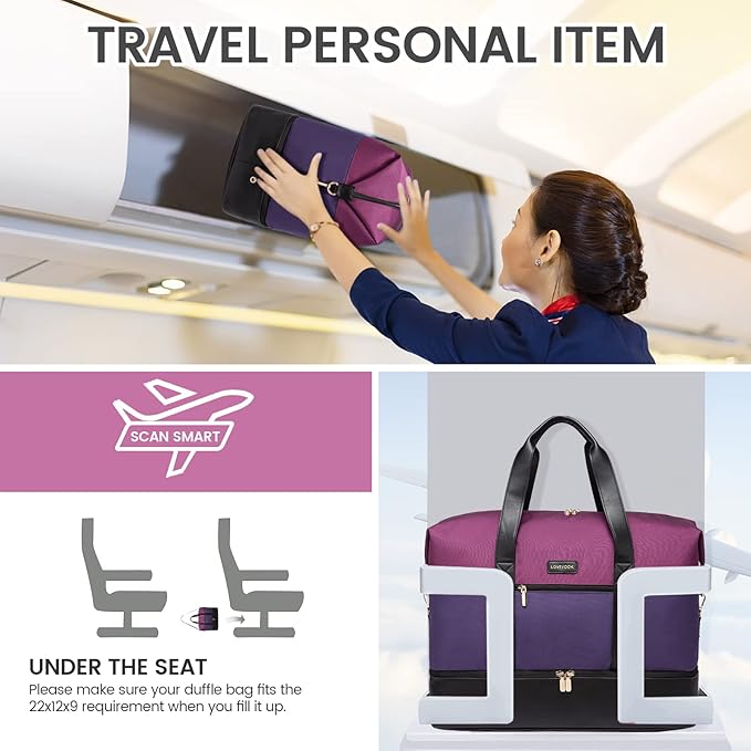 LOVEVOOK Weekender Bag, Large Travel Duffel Bag for Women with 2 Packing Cubes, Carry on Overnight Bag with Shoe Compartment, Mom Hospital Bags for Labor and Delivery