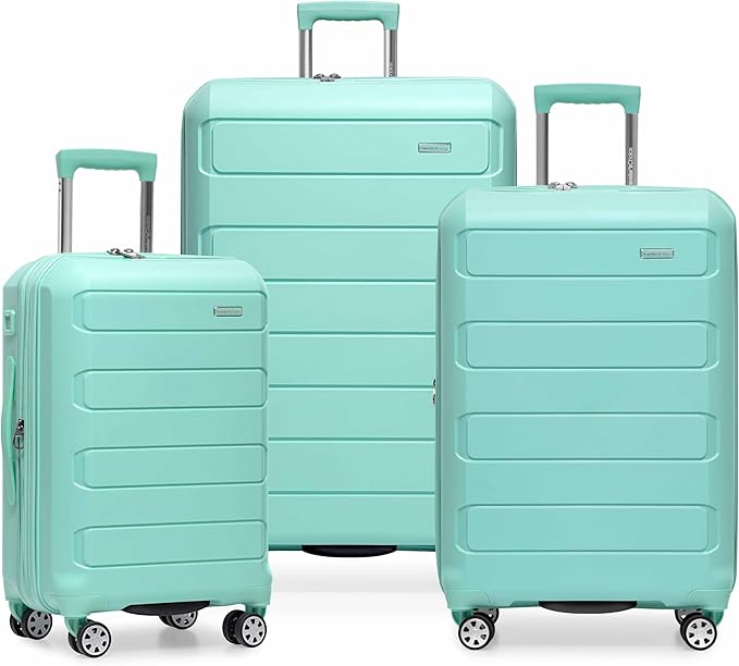 Traveler's Choice Pagosa Indestructible Hardshell Expandable Spinner Luggage, Mint, 3-Piece Set (22/26/30)