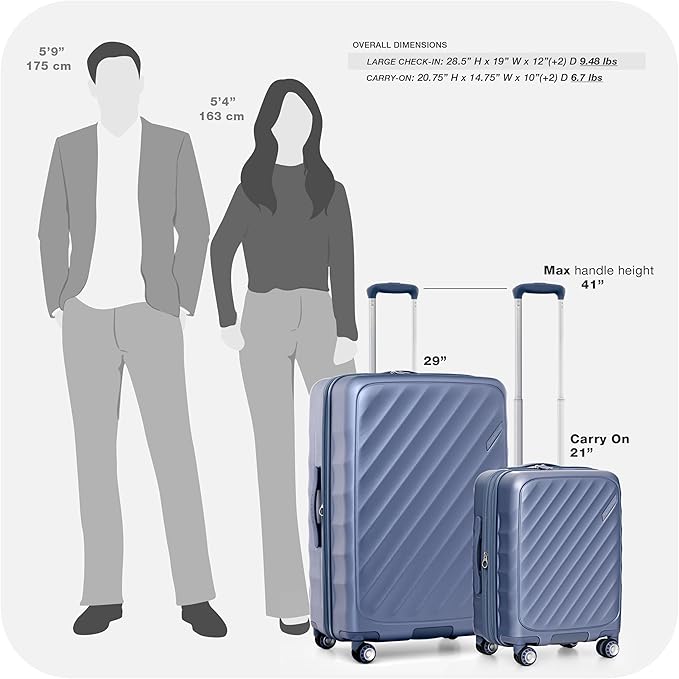 Traveler's Choice Elm 2PC Hardside Spinner Luggage Set - Matte Navy