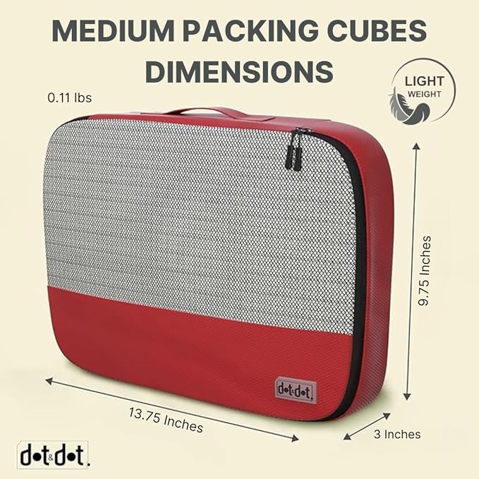 Medium Packing Cubes for Suitcases - 5 Pcs set of Packing Cubes for Travel Carry on Suitcase Organizer Bags - Travel Cubes Organizer Bags for Luggage