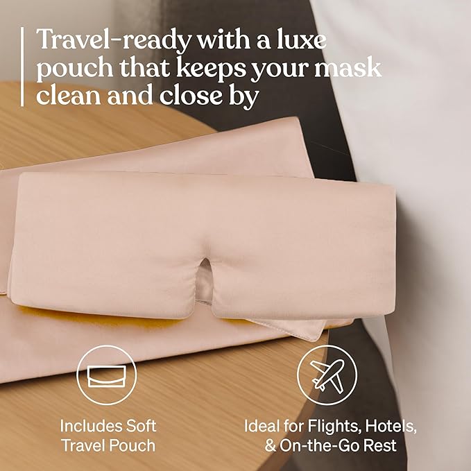 Baloo Silk Weighted Sleep Mask (Petal - 0.6 lb) | Light Blocking & Sound Muffling Eye Mask for Sleeping | Cool, Soft & Comforting