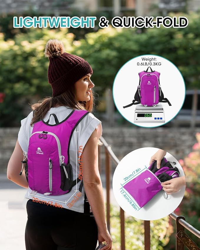 Small Hiking Backpack with Front Phone Holder, Packable Back pack with Chest and Waist Strap, Lightweight Daypack for Women Men
