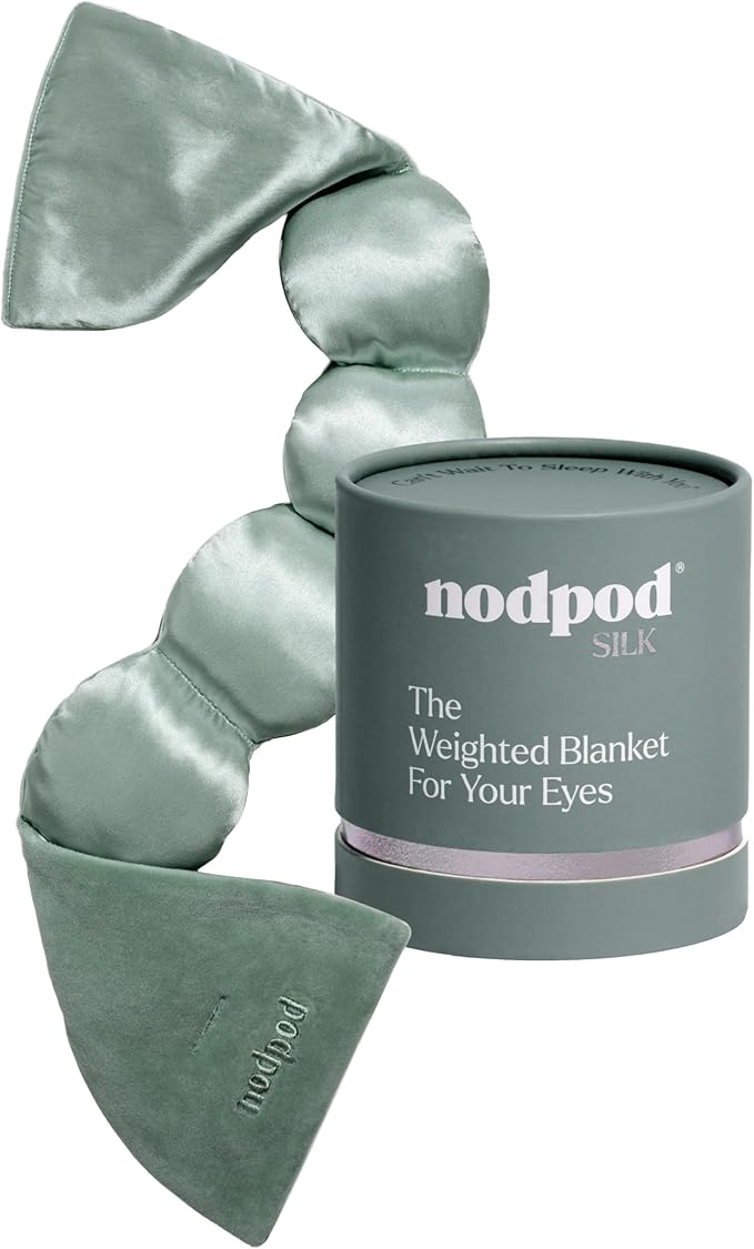 Nodpod Mineralized Silk Gentle Pressure Sleep Mask - Strap-Free, Light-Blocking Design for Sleep, Travel & Relaxation - Weighted Eye Pillow, Machine Washable (Willow)