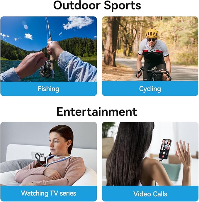 BRDRC Neck Phone Holder Mount, POV/Vlog Magnetic Selfie Tripod for Magsafe iPhone 15 14 13 12 Pro Max Mini Plus Seires, Hand Free Chest Strap Video Recording for Android Galaxy Aceessories(Navy Blue)