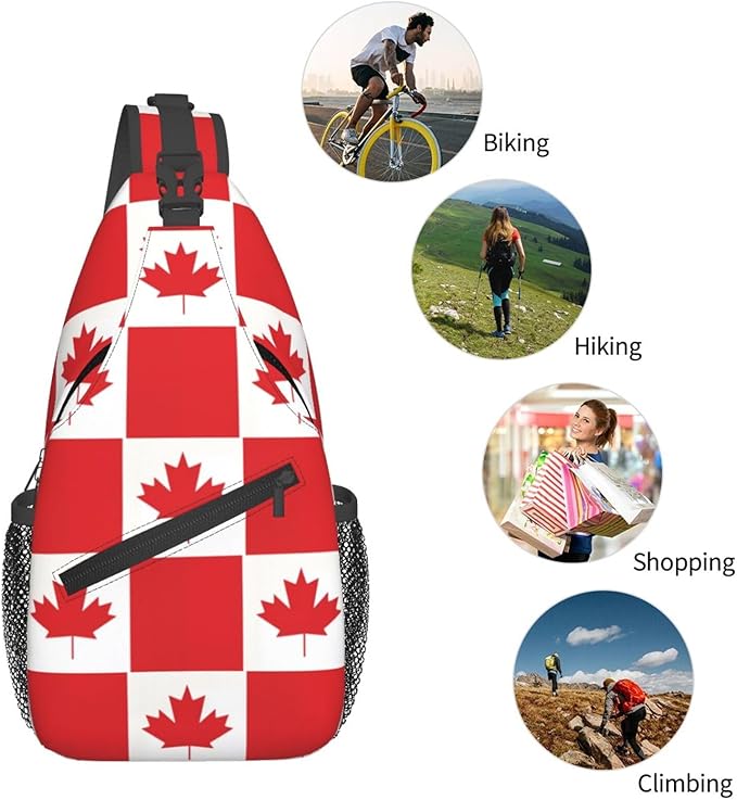 Canadian Flag Sling Bag Multipurpose Crossbody Sling Backpack Travel Cycling Hiking Shoulder Bag For Women Men