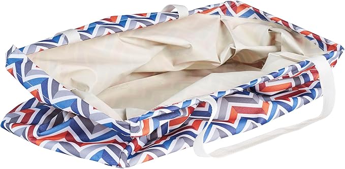 Household Essentials Canvas Utility Tote with Handles, Rectangular Krush Container Tote, Water-Resistant Vinyl Lining, Large Capacity, Durable and Versatile, Chevron Pattern