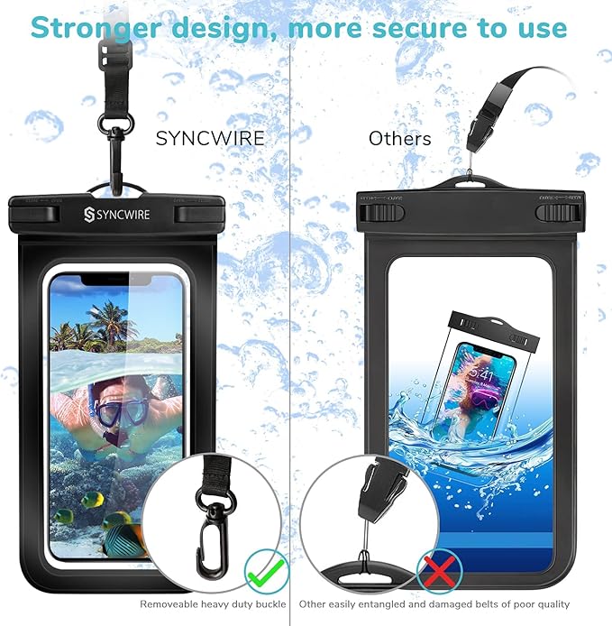 SYNCWIRE Waterproof Phone Pouch [2-Pack] - Universal IPX8 Waterproof Phone Case Dry Bag with Lanyard Compatible with iPhone 15/14/13/12/11 Pro Max SE XS XR X Samsung S23 S22 and More Up to 7 Inches