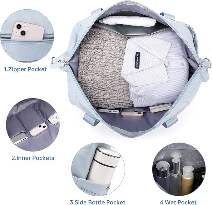 Duffle Bag for Travel, Weekender Bag with Shoe Compartment, Carry On Overnight Bag for Women with Toiletry Bag, Gym Bag with Wet Pocket, Hospital Bags for Labor and Delivery Beige