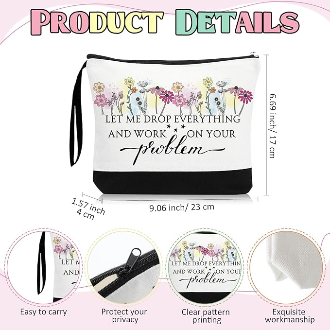 Kacctyen 3 Pcs Secretary Gifts Fine Canvas Tote Bag Administrative Assistant Makeup Cosmetic Bag Appreciation Keychains Gifts for Women Secretary Birthday