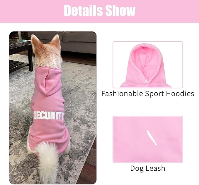 BINGPET Security Dog Hoodies Puppy Sweater Cold Weather Dog Coats Soft Brushed Fleece Pet Clothes Hooded Sweatshirt for Dog Cat