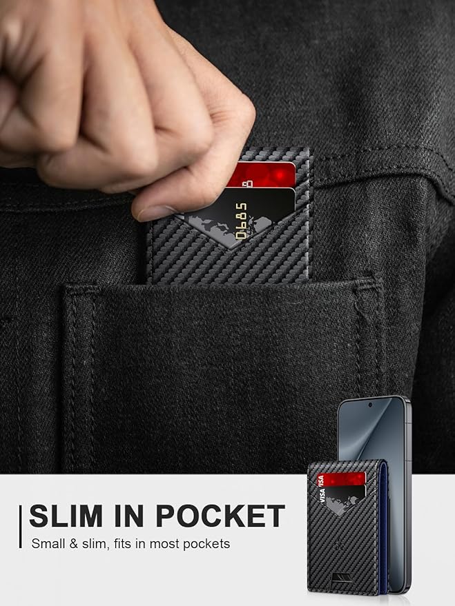 Wallet for Men Slim Leather Wallets for 13-17 Cards, RFID Blocking Thin Card Holder Wallet with ID Window & Large Capacity Cash Slot, Minimalist Bifold Small Wallet for Front Pocket, Gift for Men