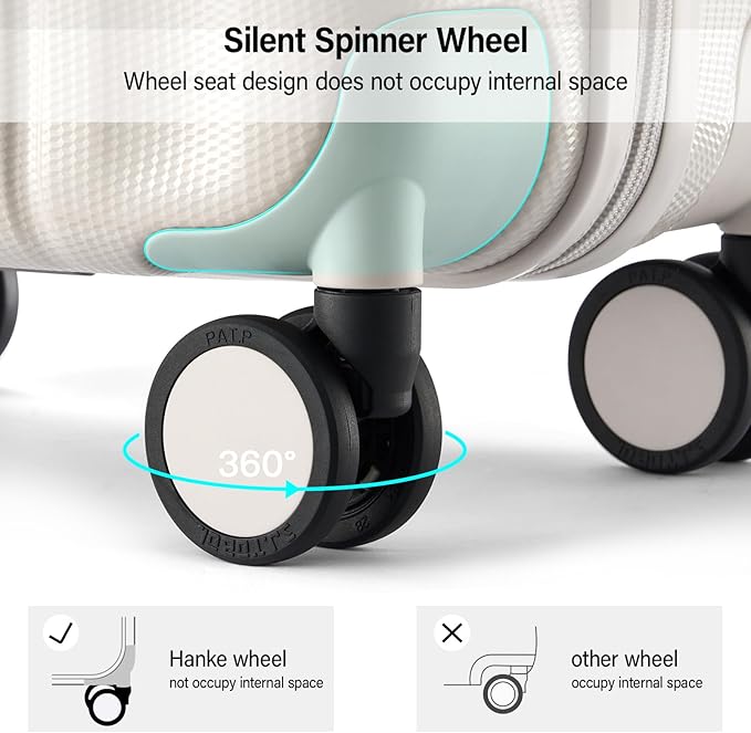 Hanke Hardshell Luggage Sets 3 Piece Extra Large Suitcases with Lock,28 Inch Luggage with Spinner Wheels, PC Travel Suitcase for Women Men 20 24 29Inch,Ivory White