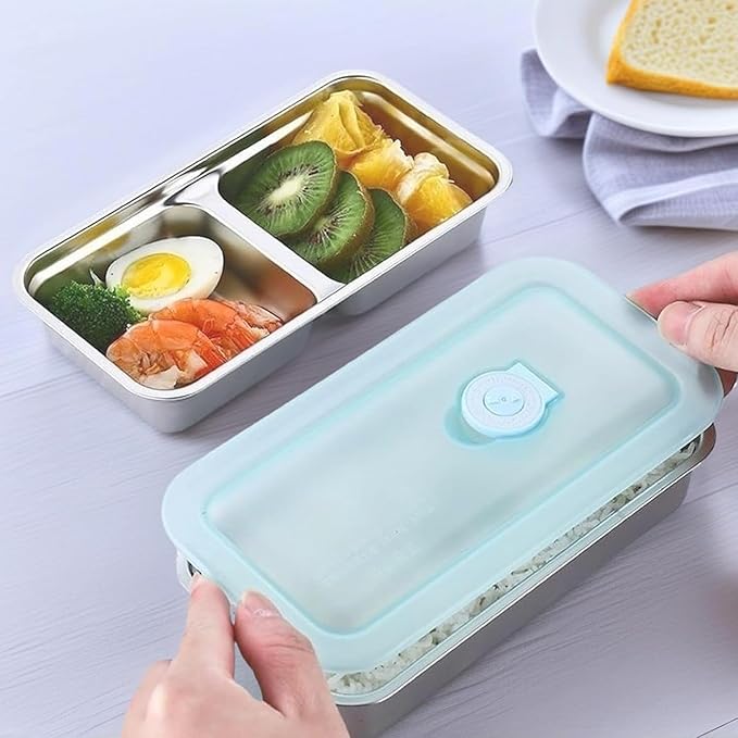 Ehigta 2 Pack Stainless Steel Snack Containers, Grab and Go Reusable Food Storage Containers with Lids for Lunch, Picnic, Outdoors & Fitness.
