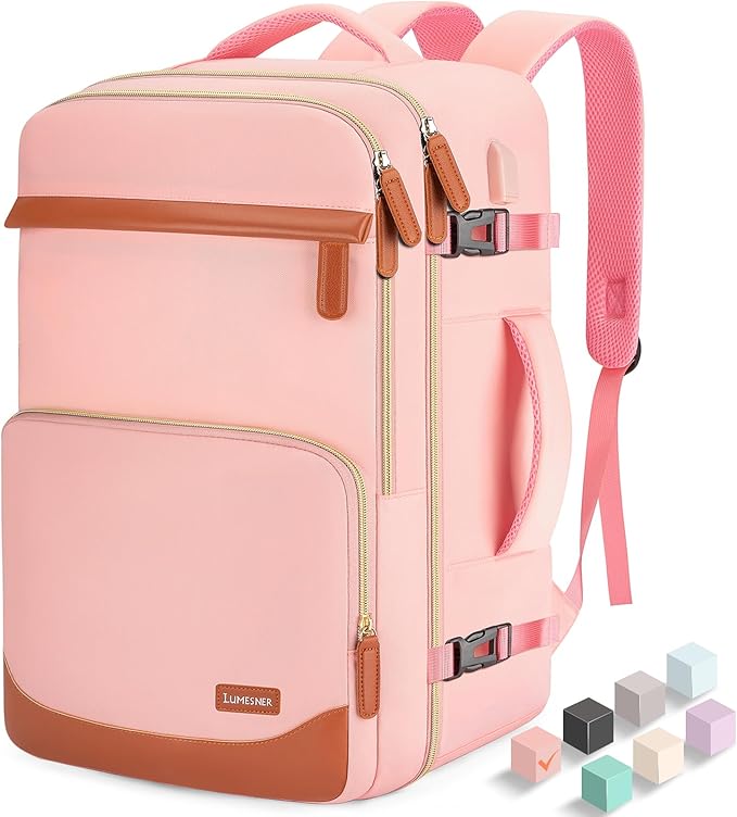 40L Travel Backpack with USB Charging Port, Water-Resistant Carry On Backpack for Men Women, Business Laptop Backpack for Trips & Commutes, Fits 15.6/17.3 Inch Laptop