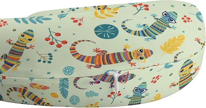 Cute Travel Neck Pillow Cartoon Lizard Memory Foam U Shaped Cushion, Washable Cover for Boys Girls Airplane Car School Nap