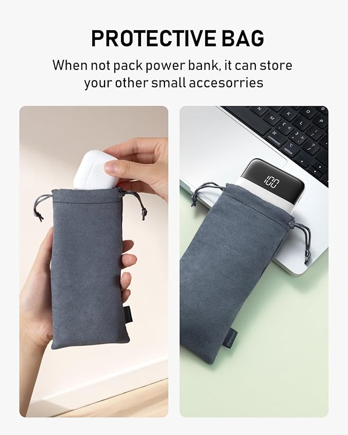 charmast Portable Charger with Built in Cables, 10000mAh Slim Power Bank, 15W USB C in&Out Port High Speed Charging External Charger, Battery Pack Compatible with iPhone 16 15 13 Samsung Google iPad