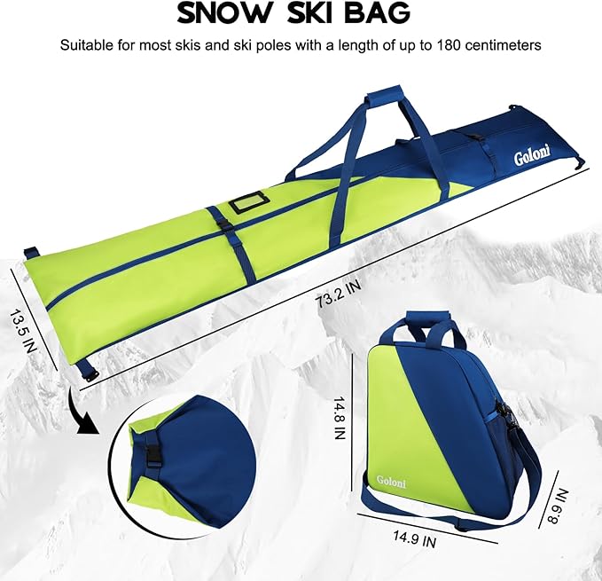 Goloni Ski Bag and Boot Bag Combo,Ski Bags for Air Travel,Snowboard Bag Fits for Skis Up to 180 CM and Boots Up To Size US13